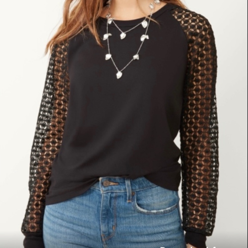Stella & Dot Top with Lace Sleeves